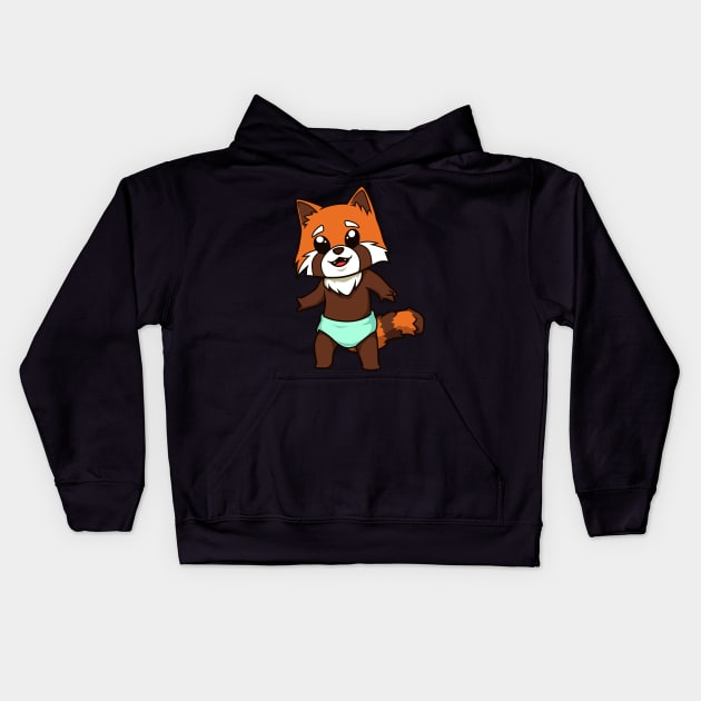 Kawaii Baby Red Panda Kids Hoodie by Modern Medieval Design